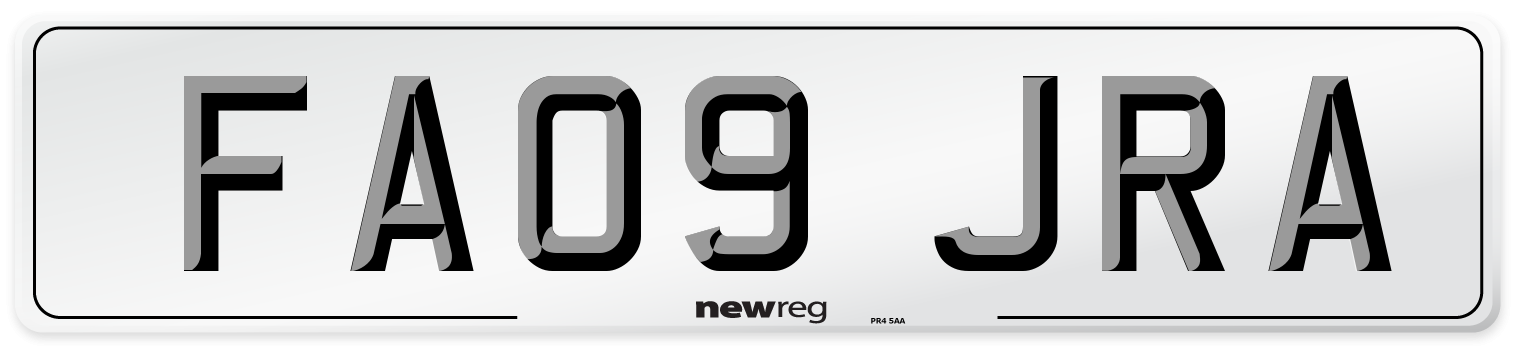 FA09 JRA Number Plate from New Reg